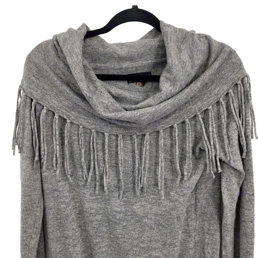 I Jeans by Buffalo Sweater Boho Western Fringe Cowl Neck Angora Blend‎ Gray L - Picture 6 of 13